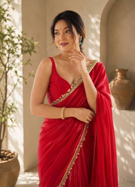Embellished Bollywood Satin Saree