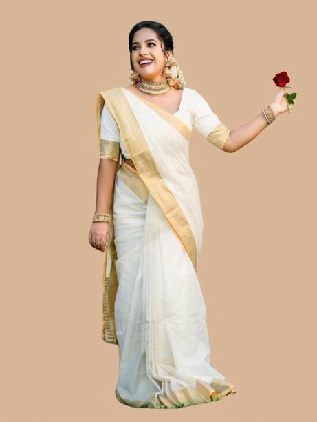 Woven Kasavu Cotton Blend Saree