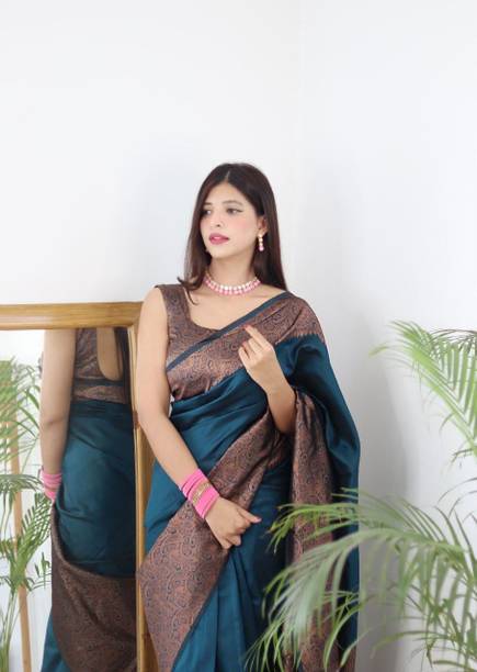 Woven Kanjivaram Pure Silk, Art Silk Saree