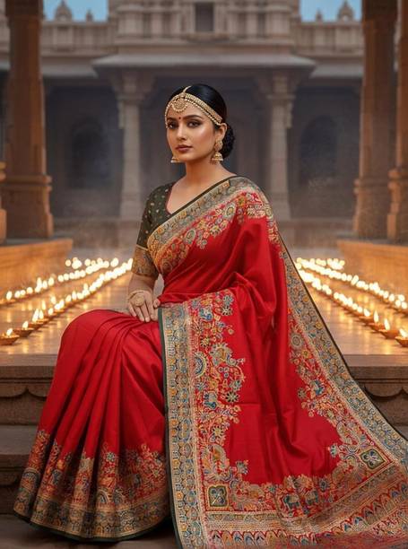 Sariya Woven Banarasi Semi-Pashmina, Jacquard Saree