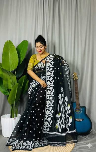 TUYA Printed Jamdani Cotton Silk Saree