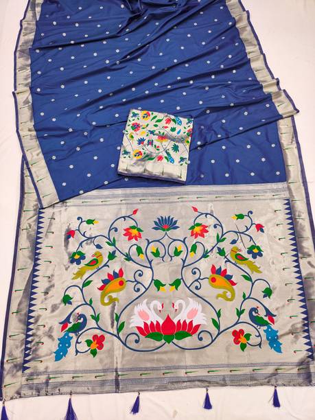 Flossymart Woven Paithani Silk Blend Saree