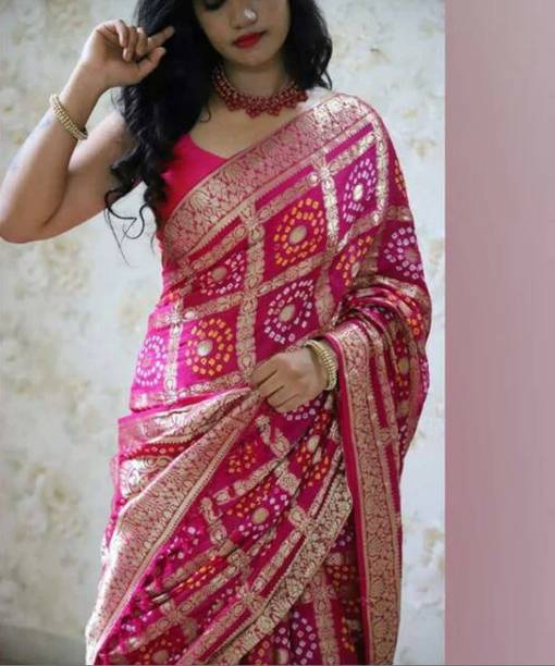 Woven Bandhani Art Silk Saree