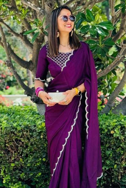 Charmi Fashion Embroidered Bollywood Chiffon Saree