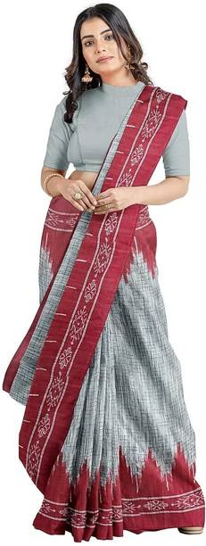 Joyguru Textile Printed Sambalpuri Cotton Blend Saree - Image 3