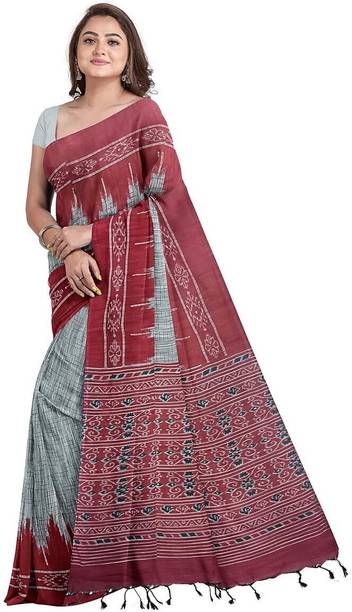 Joyguru Textile Printed Sambalpuri Cotton Blend Saree - Image 5