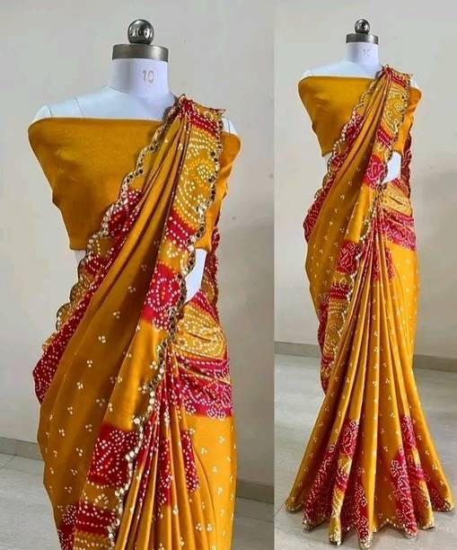 Embellished Bandhani Chiffon Saree