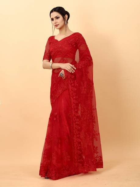 Noise Embroidered Bollywood Net Saree - Image 3
