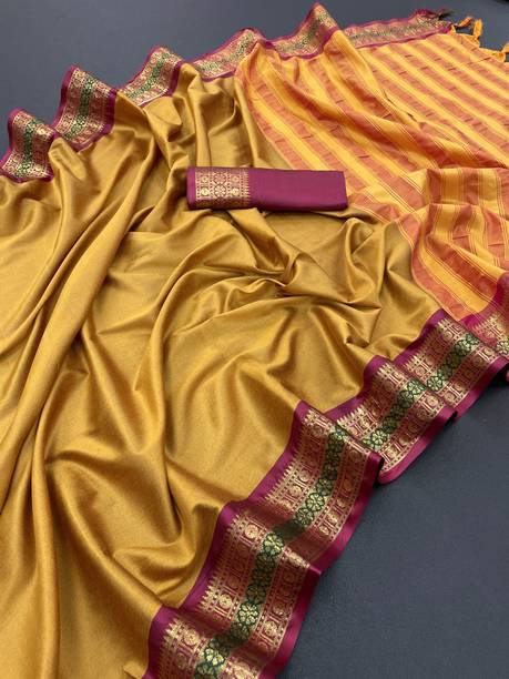 Woven, Solid/Plain Maheshwari Silk Blend, Cotton Silk Saree
