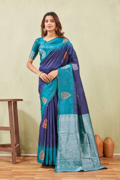 Polka Print Chanderi Silk Blend Saree