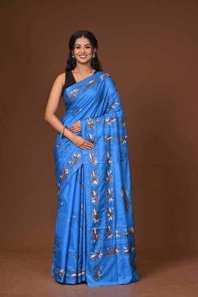 Ramshyam Collection Embroidered Kantha Silk Blend Saree