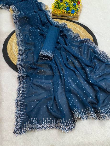 GEETABA FASHION एम्बेलिश्ड बॉलीवुड जोर्जेट साड़ी