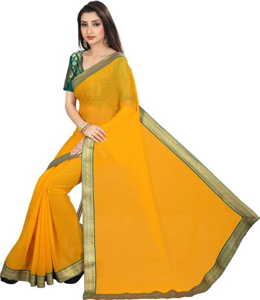 kashvi sarees Embellished, Woven, Solid/Plain Bollywood Chiffon Saree - Image 3