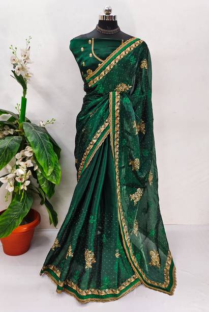 KHRITI FAB Embroidered Bollywood Jimmy choo Saree
