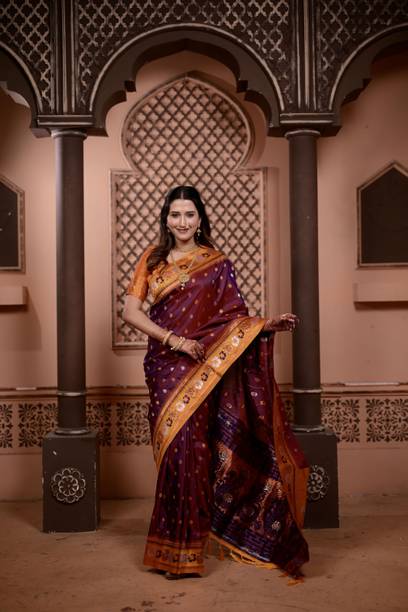 SICHYAH Embellished Paithani Silk Blend Saree