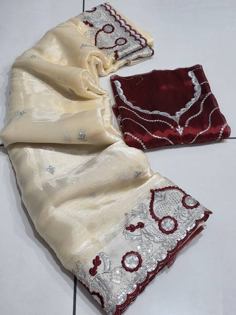Embroidered, Floral Print Bollywood Jimmy Jimmy Saree