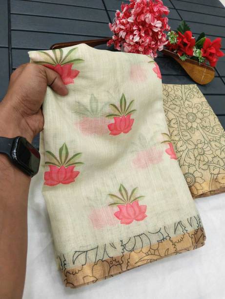 Printed Kanjivaram Pure Cotton, Cotton Linen Saree