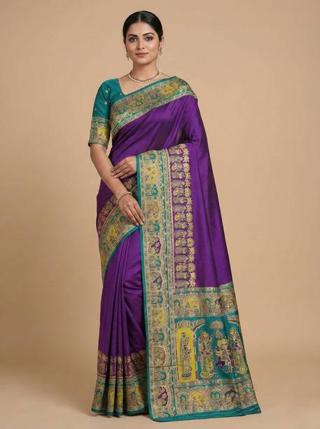Tasrika Woven Banarasi Semi-Pashmina, Silk Blend Saree