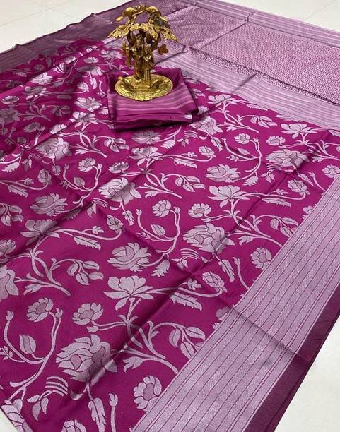 SIRIL Embellished, Paisley, Checkered, Color Block Bhagalpuri Silk Blend, Jacquard Saree - Image 5