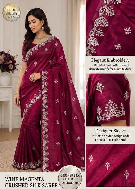 ZEEE FASHION Embroidered Bollywood Satin Saree