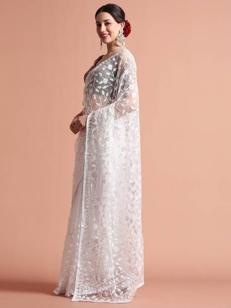 Jaipur Kurti Embroidered Bollywood Net Saree - Image 2