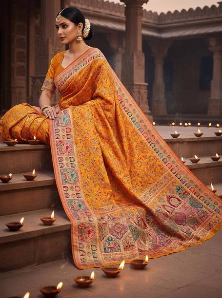 Sariya Woven Banarasi Semi-Pashmina, Jacquard Saree