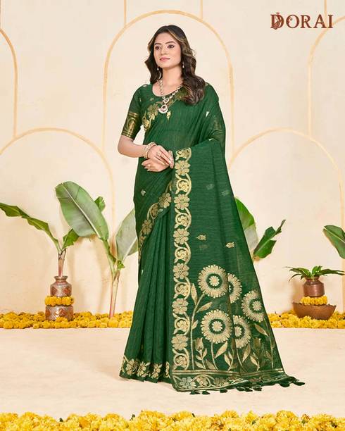 DoraiFashion Self Design Jamdani Linen Saree