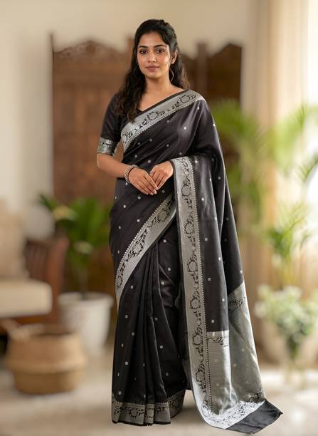 Sabyasachi Floral Print, Woven, Self Design Daily Wear Pure Silk Saree