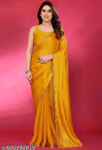TAGALE Solid/Plain Bollywood Jimmy choo Saree