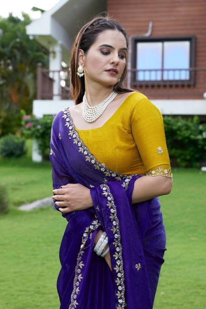 K 5 FASHION Embroidered Bollywood Jimmy choo Saree