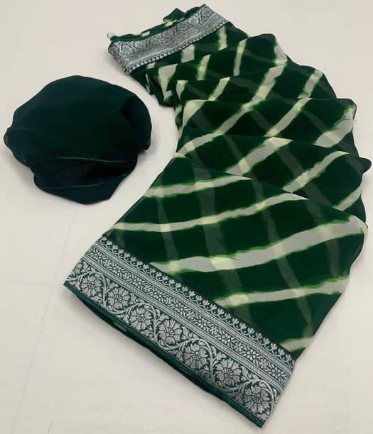 KalaMandirsari Printed Daily Wear Georgette Saree (Green)