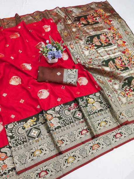 Self Design Banarasi Satin Saree