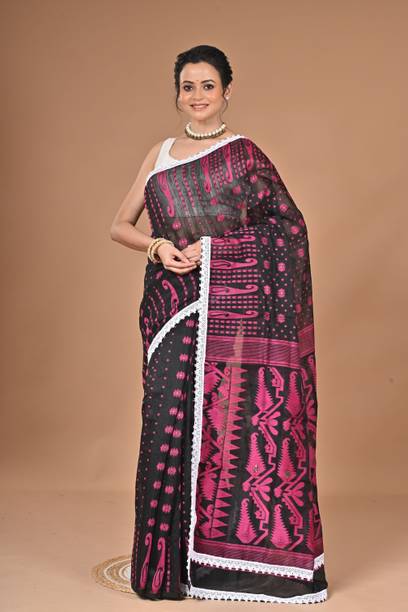 HouseOfCommon Printed Jamdani Cotton Blend Saree
