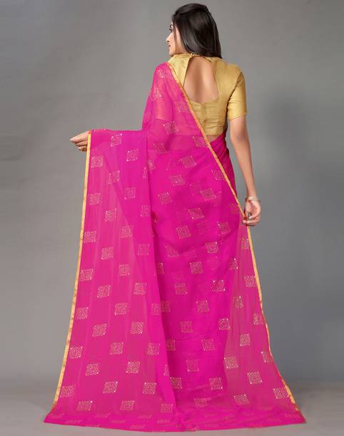 Samah Dyed Bollywood Chiffon Saree - Image 3