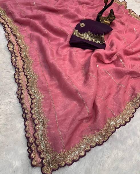 VRAJTEX FAB Embroidered Bollywood Jimmy choo Saree