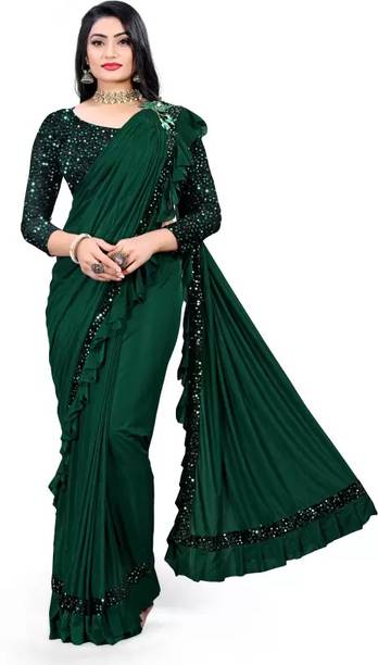 Embellished, Applique Bollywood Lycra Blend Saree