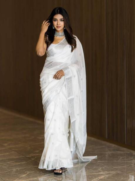 Self Design, Woven Bollywood Cotton Linen, Cotton Jute Saree Price in India