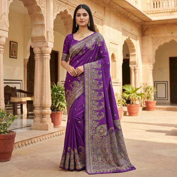 Spetila Woven Kalamkari Semi-Pashmina, Pure Silk Saree
