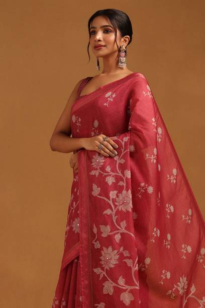 Floral Print Bollywood Silk Blend Saree