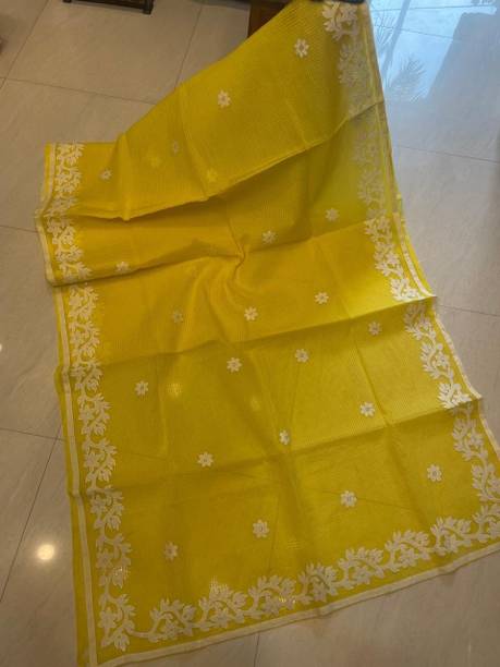 Applique Handloom Cotton Blend Saree