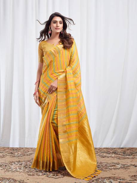 Samah Woven, Striped Chettinadu Cotton Silk Saree