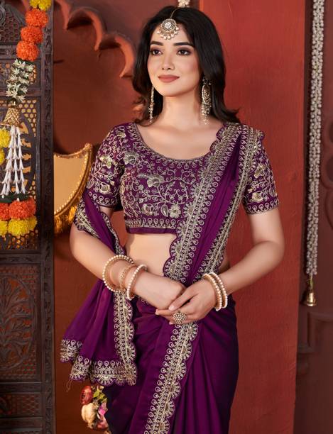 Embroidered Banarasi Pure Silk, Art Silk Saree