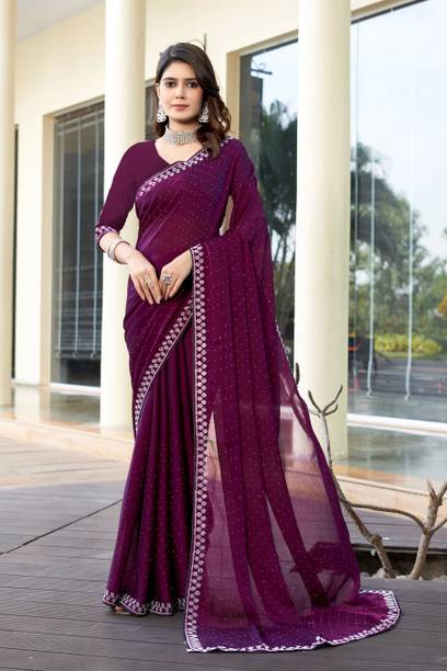 Divastri Embellished, Embroidered Bollywood Chiffon Saree