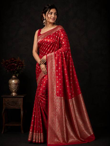 Ready to Wear Embroidered, Color Block, Ombre Saree with Attached Blouse Satin Saree