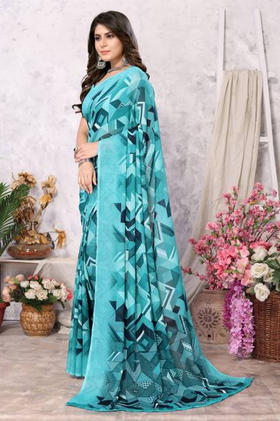YASHIKA Dyed Daily Wear Georgette Saree - Image 5