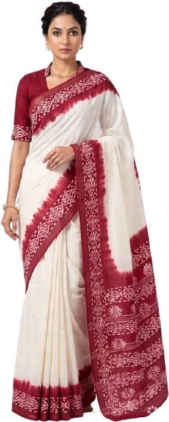 Printed Hand Batik Cotton Linen Saree