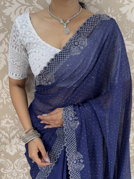 GEETABA FASHION Embroidered Bollywood Georgette Saree