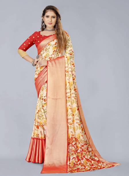 Bhuwal Fashion Floral Print Bollywood Chiffon Saree