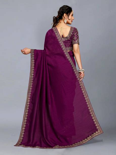 Vivan Fab Embroidered Banarasi Pure Silk, Art Silk Saree - Image 4
