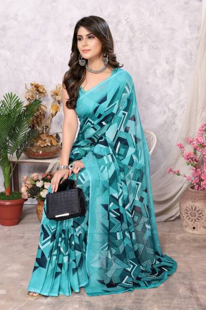 YASHIKA Dyed Daily Wear Georgette Saree - Image 4